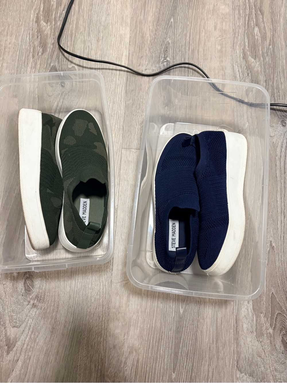 Steve Madden Navy Knit Slip-On Platform Sneakers